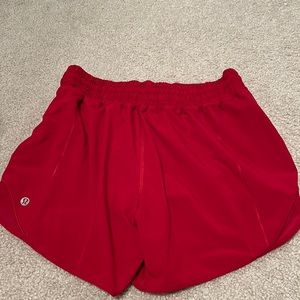 red lululemon hotty hot shorts 4 inch